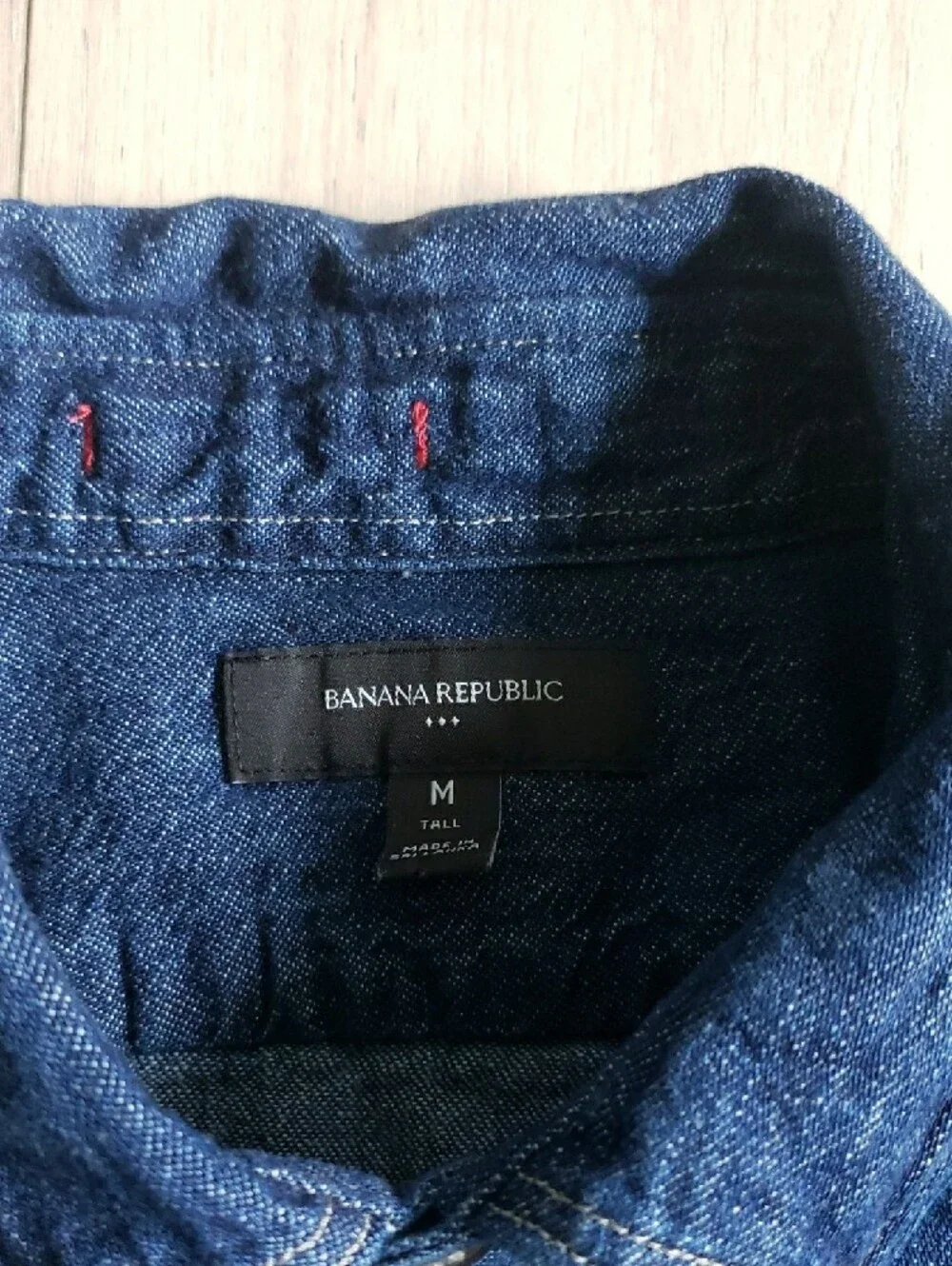 Banana Republic Authentic Indigo Shirt Men M Button Front Back Yoke Short Sleeve